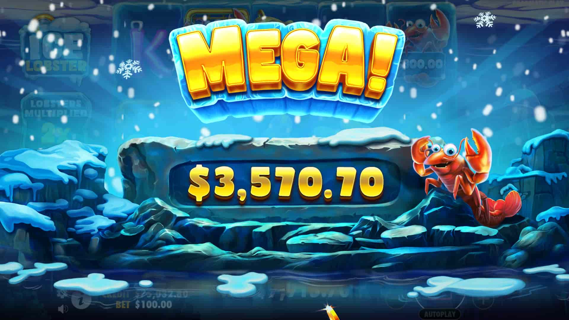 Mega Win Screen - Ice Lobster slot game