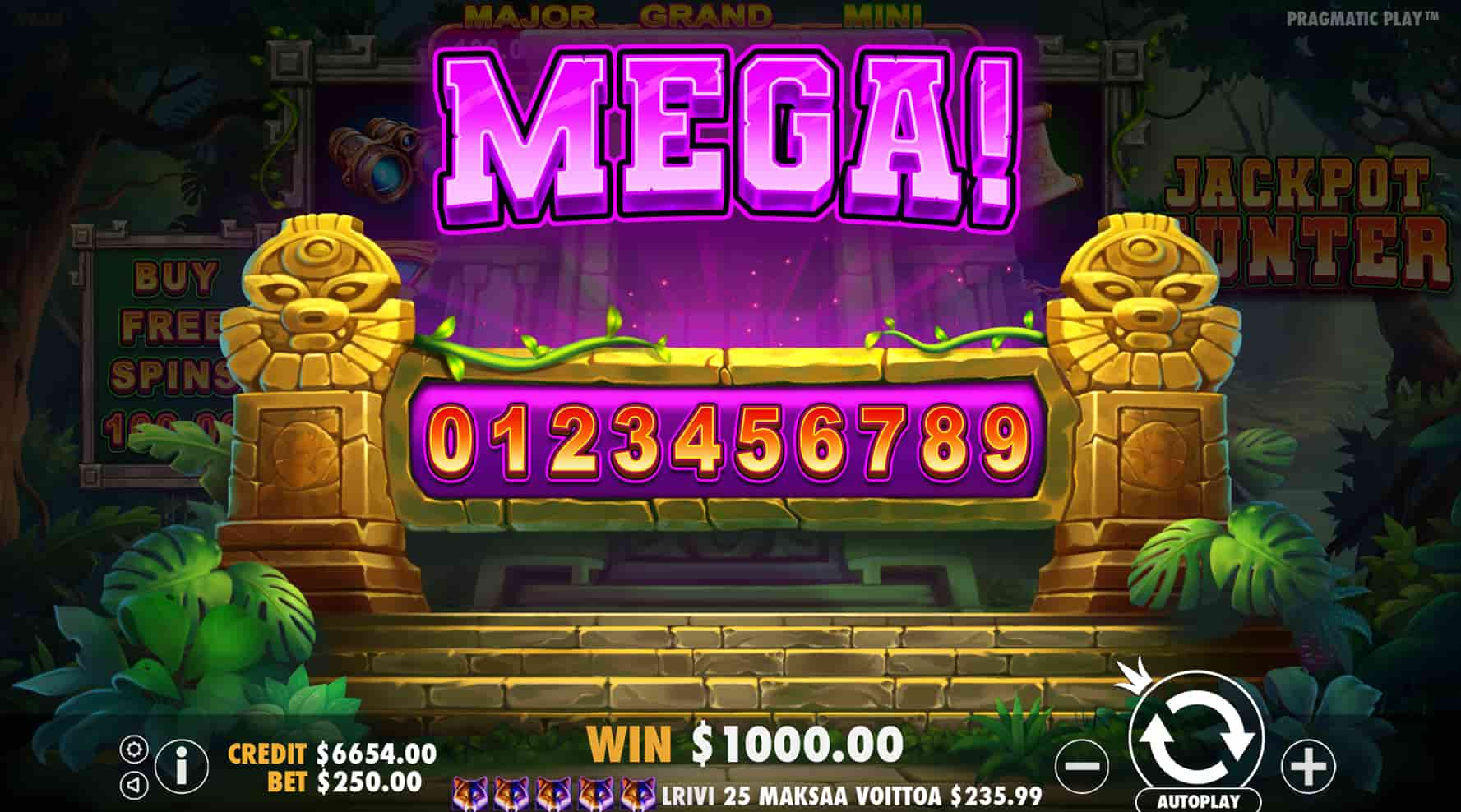 Mega Win Screen - Jackpot Hunter slot game