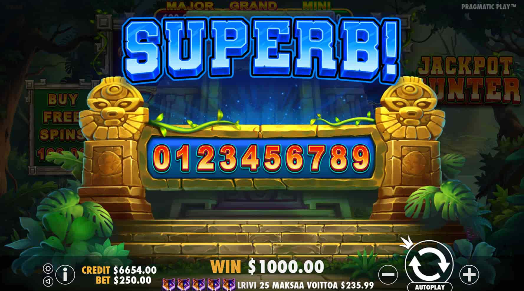 Superb Win Screen - Jackpot Hunter slot game