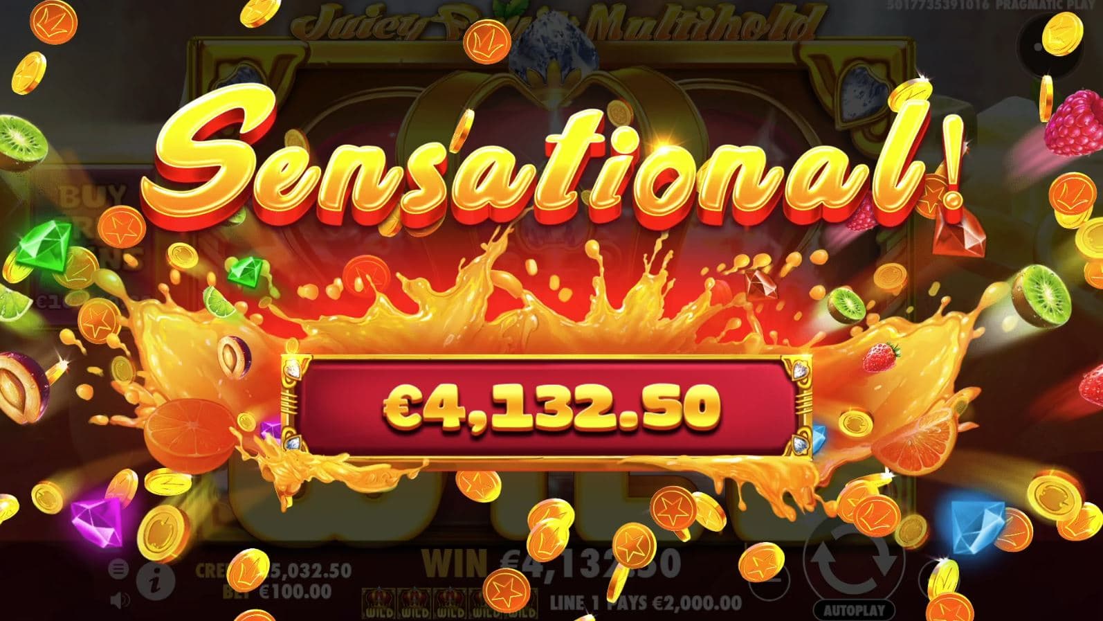 Sensational Win Screen - Juicy Fruits Multihold slot game