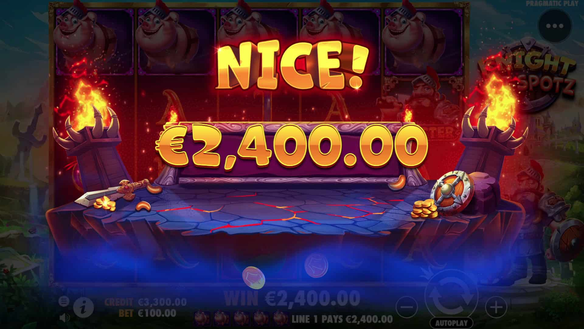 Nice Win Screen - Knight Hot Spotz slot game