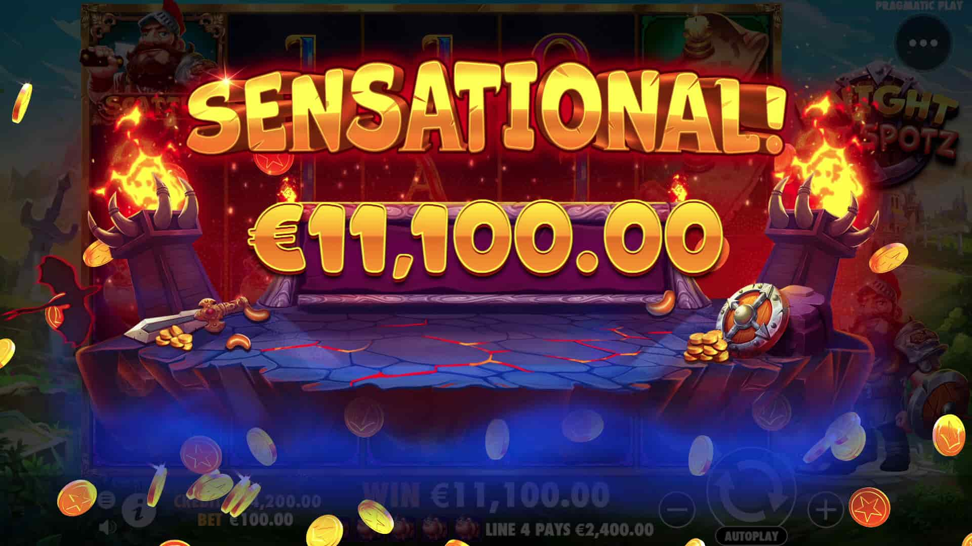 Sensational Win Screen - Knight Hot Spotz slot game