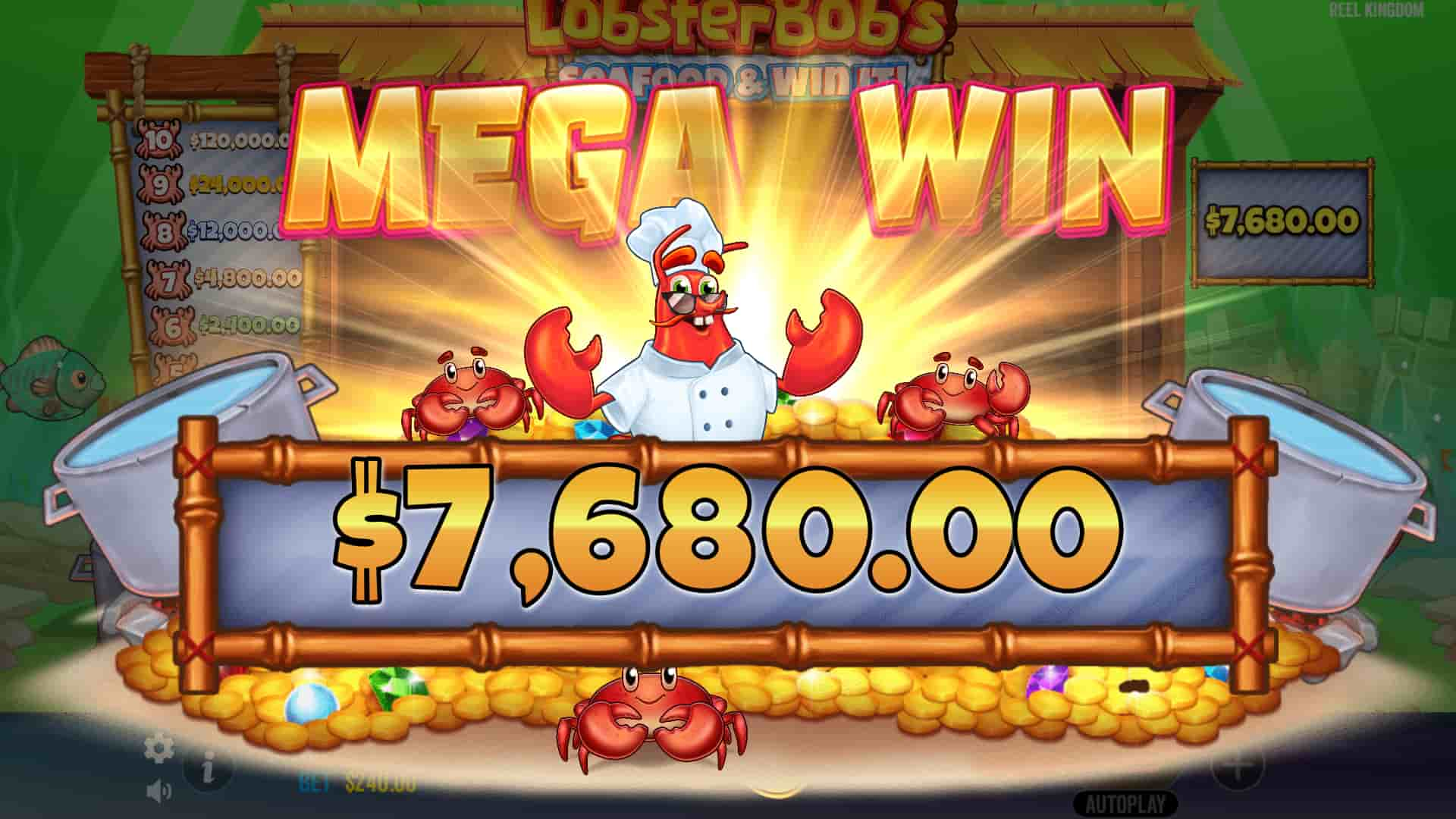 Mega Win Screen - Lobster Bob’s Seafood & Win It slot game