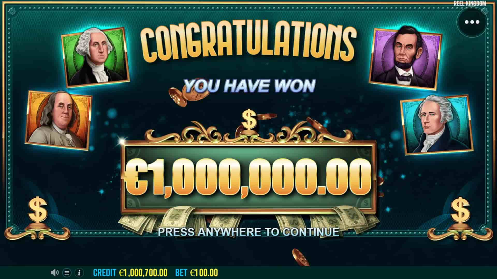 Big Win Screen - Magic Money Maze slot game