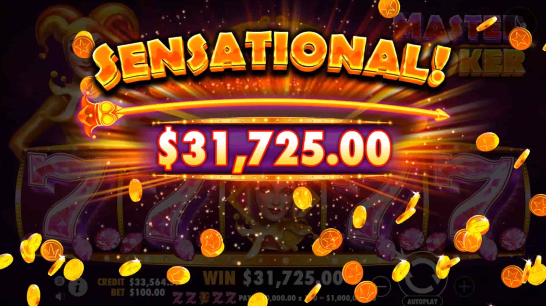 Sensational Win Screen - Master Joker slot game