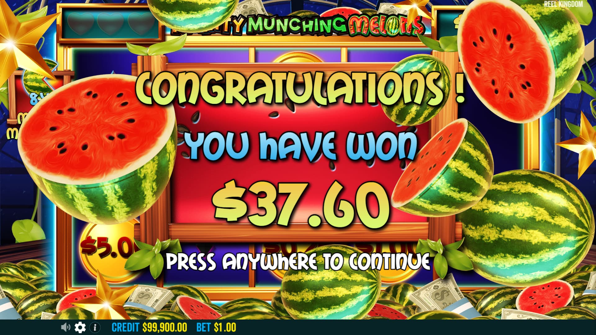 Bonus Game Endscreen - Mighty Munching Melons slot game