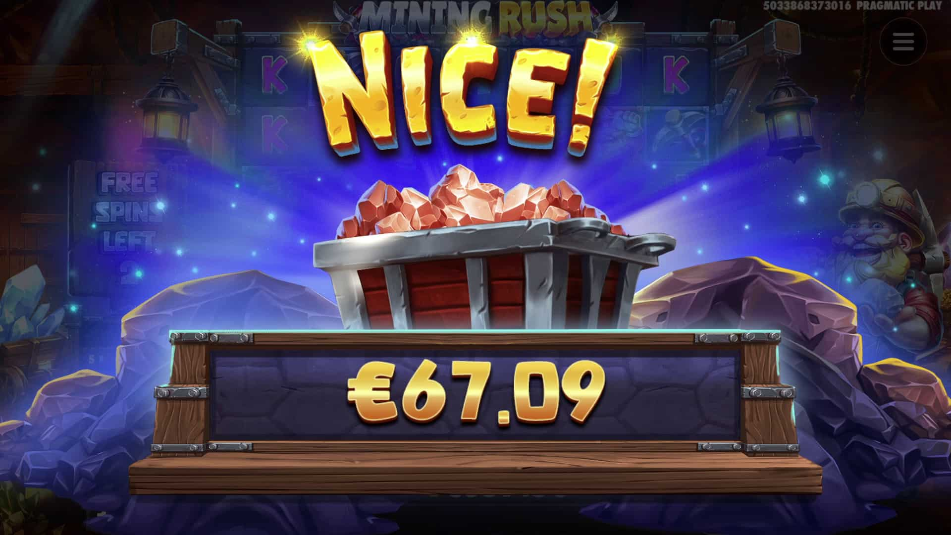 Nice Win Screen - Mining Rush slot game