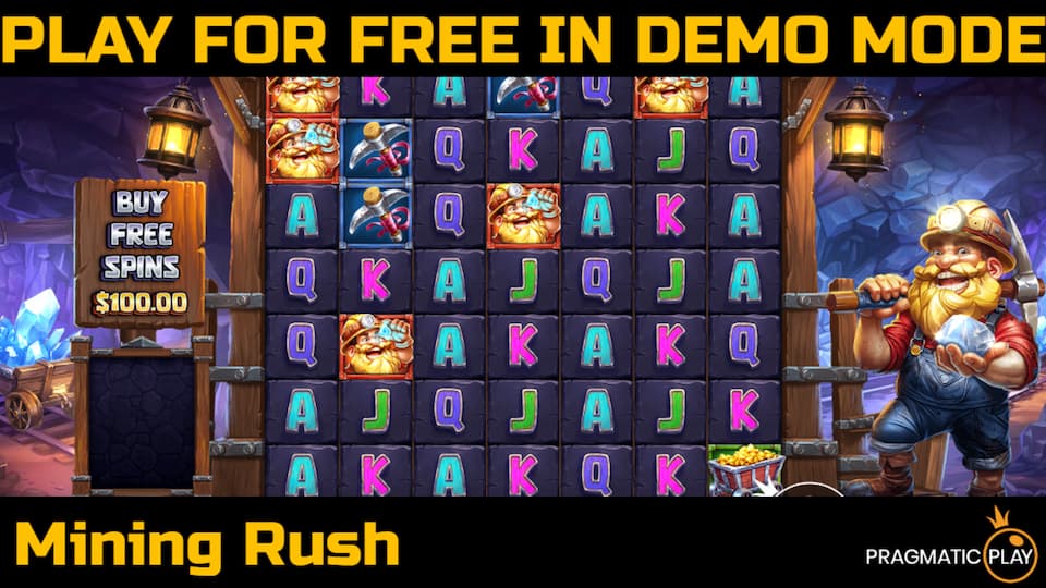 Mining Rush slot game by Pragmatic Play. Play for free in demo mode.