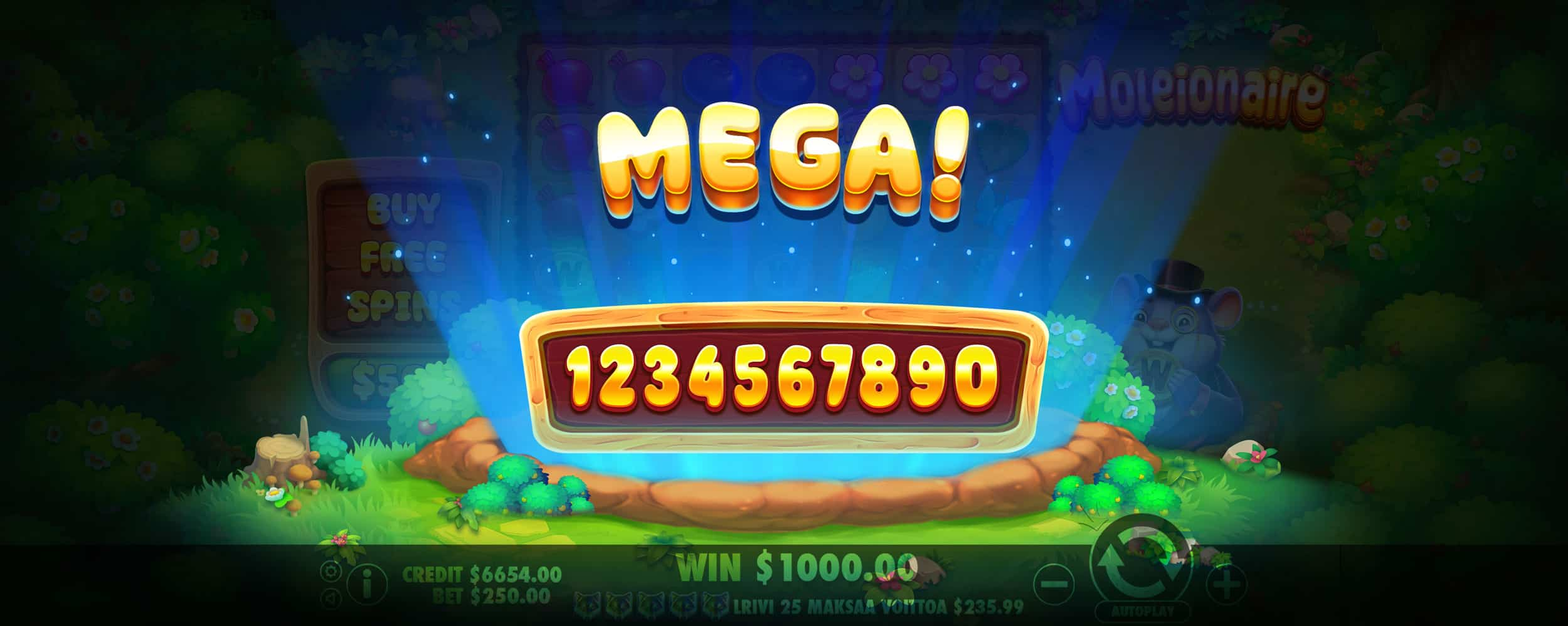 Mega Win Screen - Moleionaire slot game