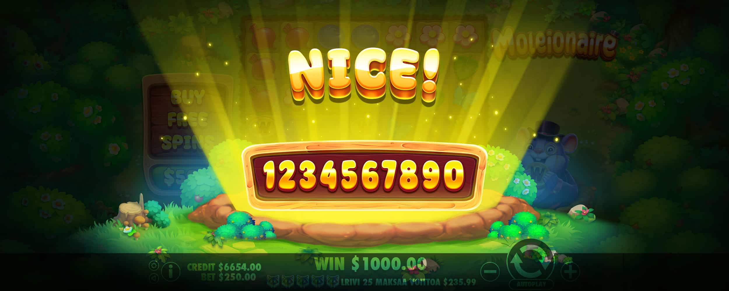 Nice Win Screen - Moleionaire slot game