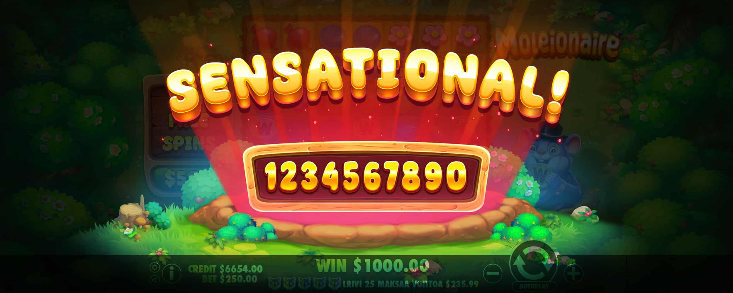 Sensational Win Screen - Moleionaire slot game