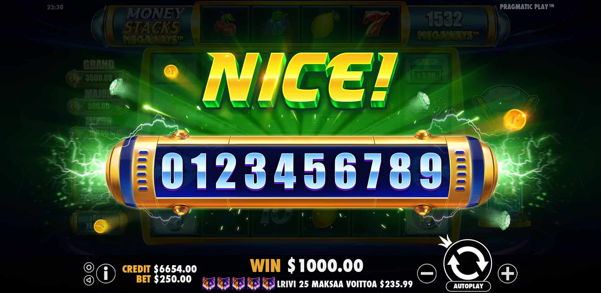 Nice Win Screen - Money Stacks Megaways slot game