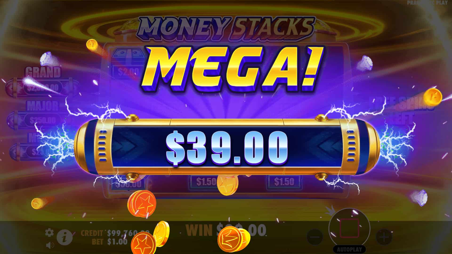 Mega Win Screen - Money Stacks slot game