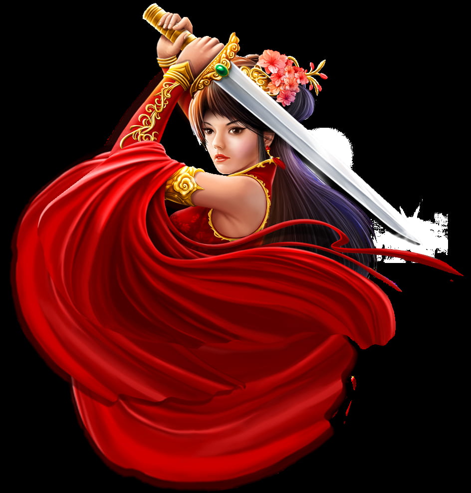 The Sword Maiden, main character of the game - Mystery of the Orient slot game