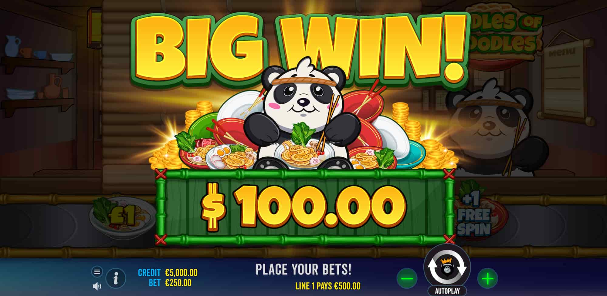 Big Win Screen - Oodles of Noodles slot game