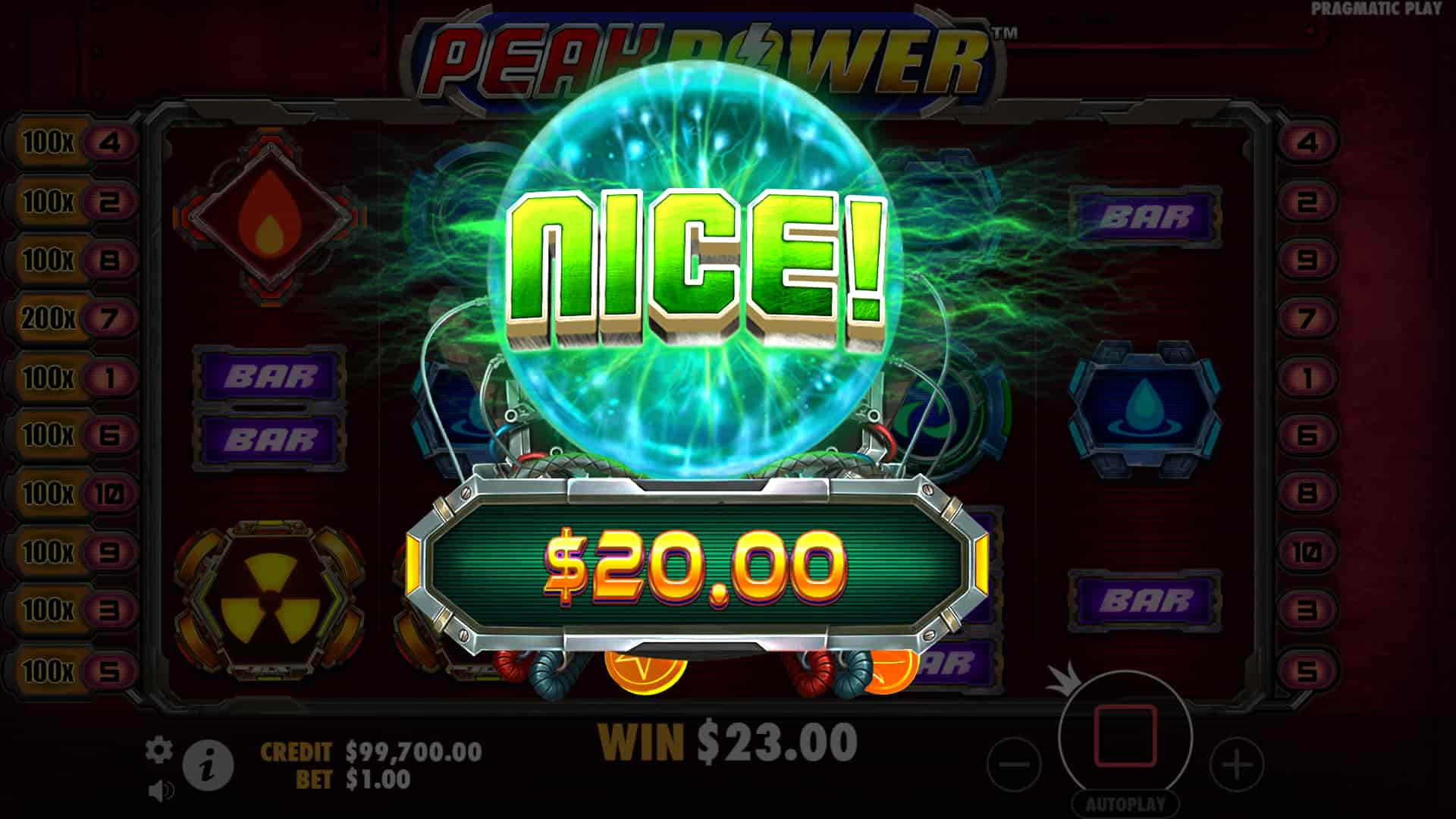 Nice Win Screen - Peak Power slot game