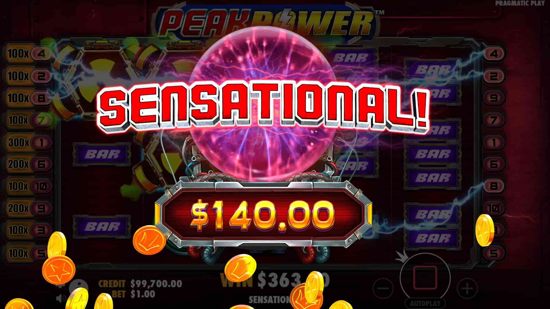 Sensational Win Screen - Peak Power slot game