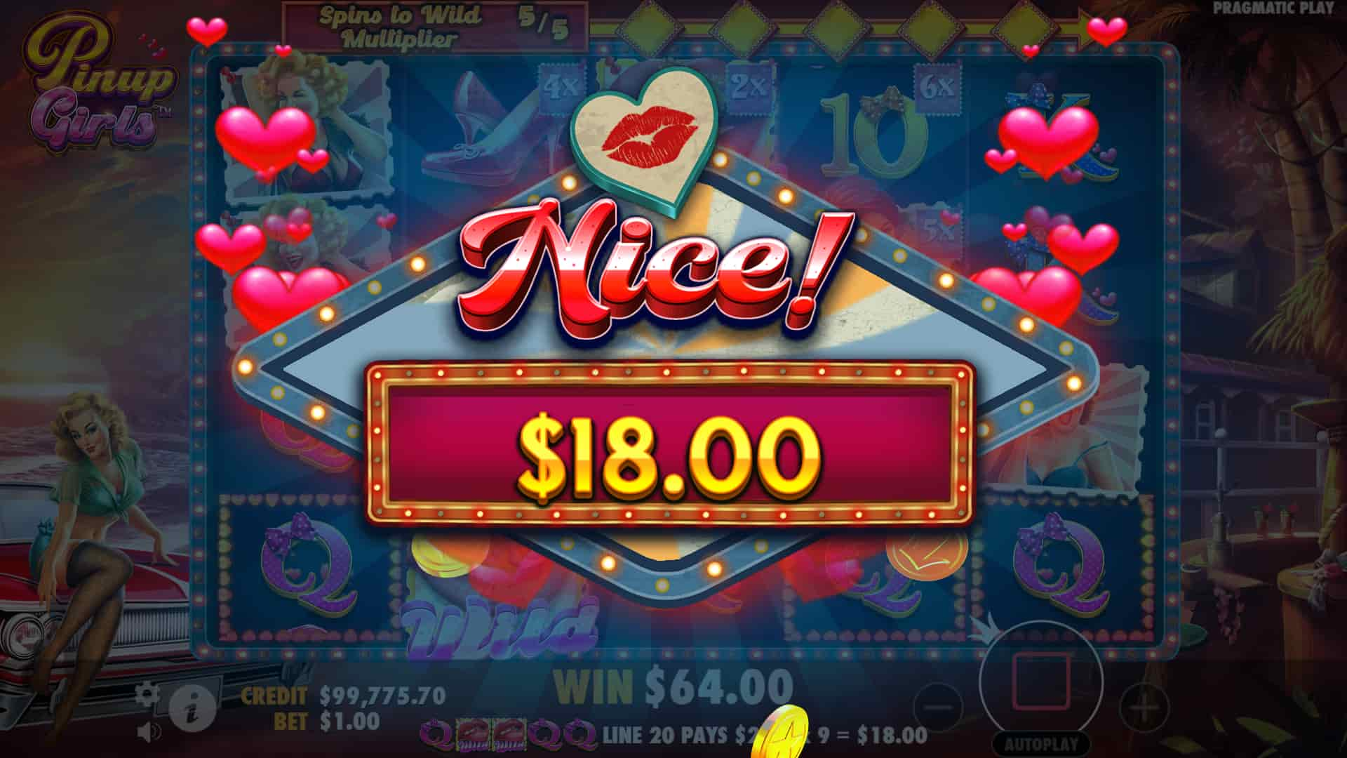 Nice Win Screen - Pinup Girls slot game