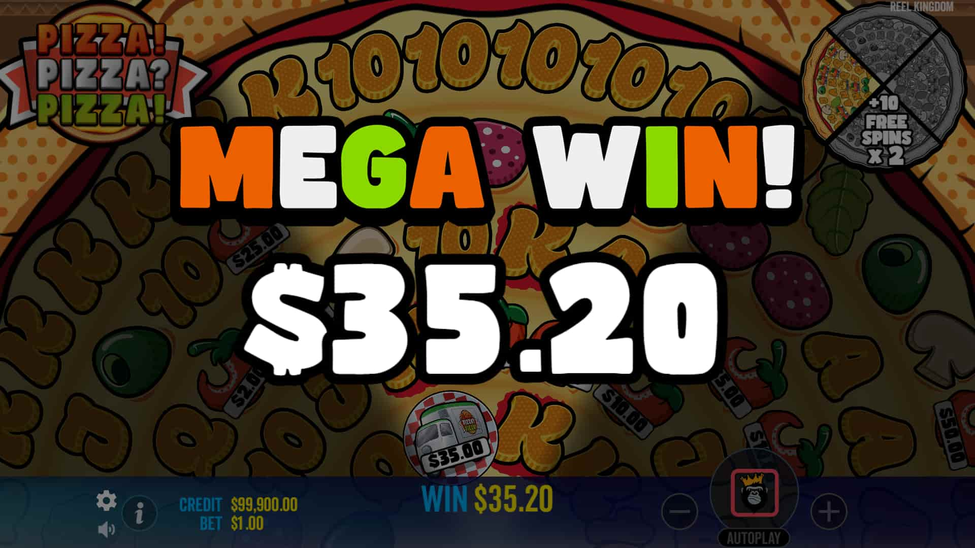 Mega Win Screen - PIZZA! PIZZA? PIZZA! slot game