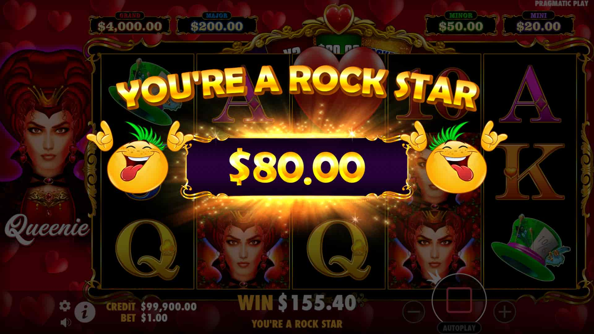 Big Win Screen - Queenie slot game