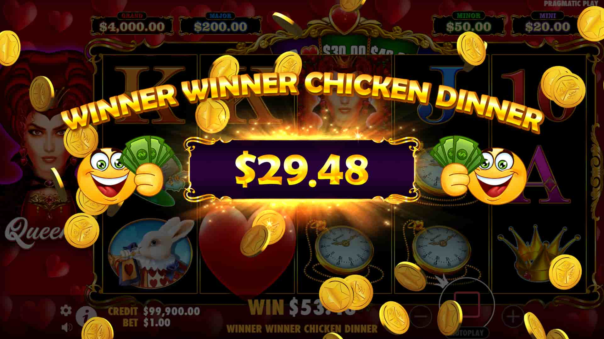 Nice Win Screen - Queenie slot game