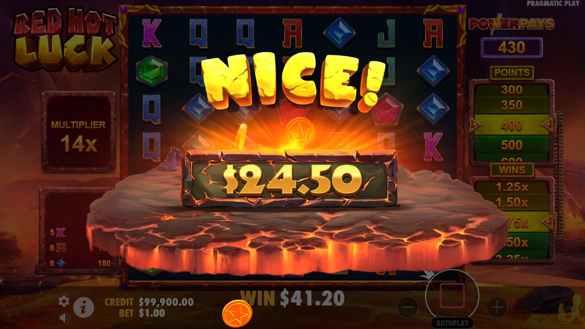 Nice Win Screen - Red Hot Luck slot game