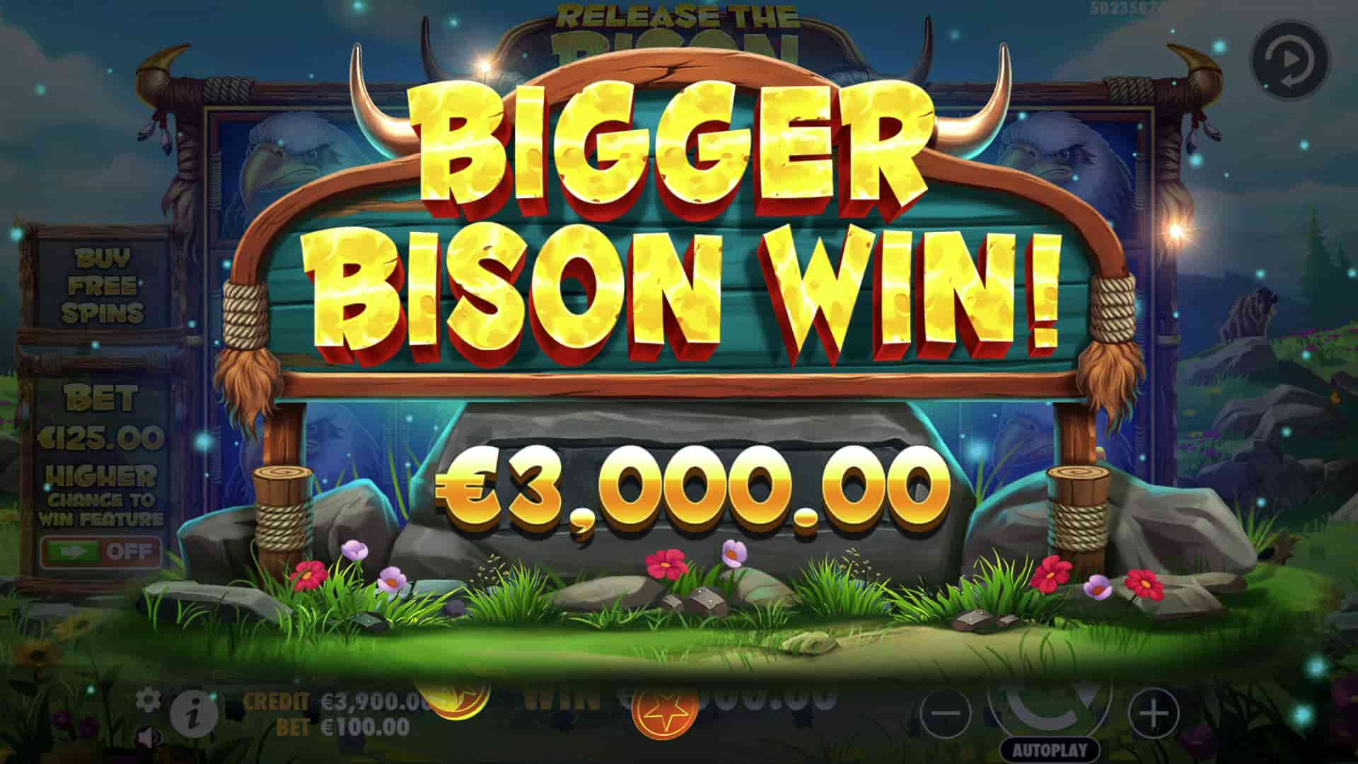 Bigger Win Screen - Release the Bison slot game