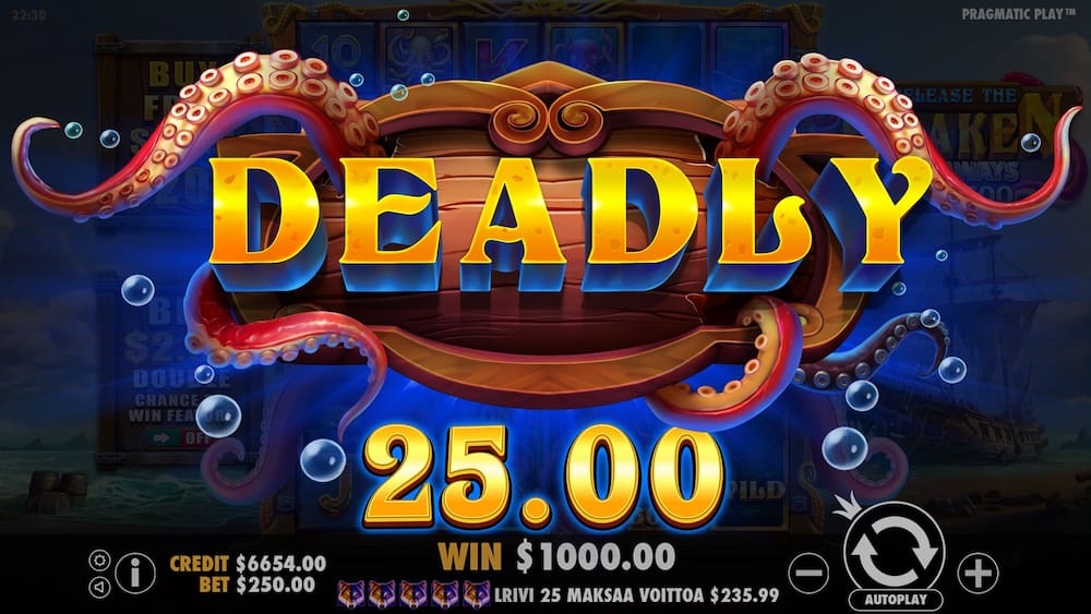 Deadly Win Screen - Release the Kraken Megaways slot game