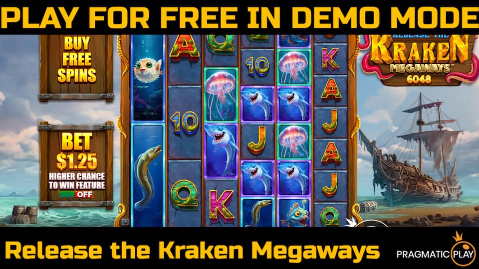 Release the Kraken Megaways slot game by Pragmatic Play. Play for free in demo mode.