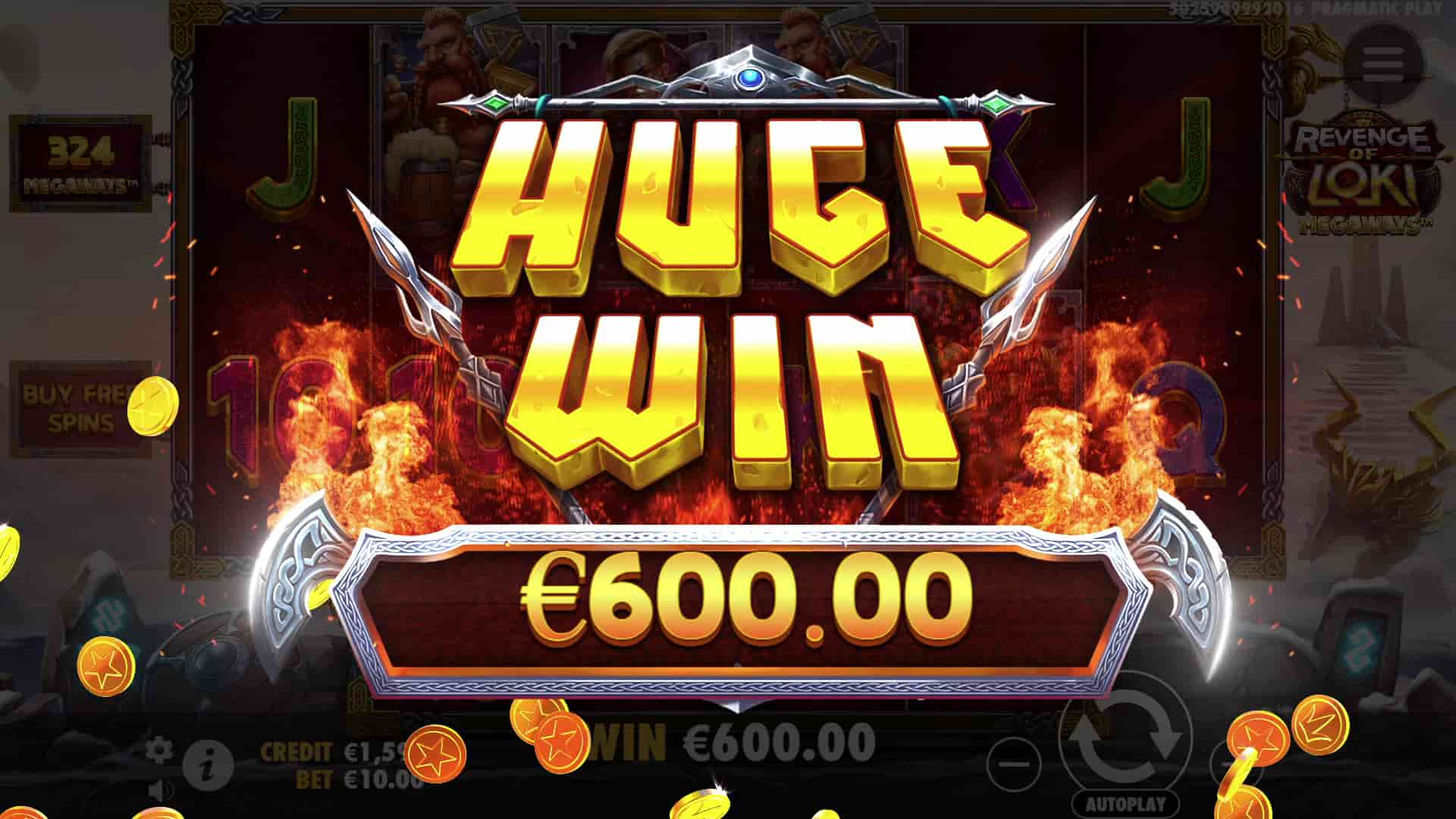 Big Win Screen - Revenge of Loki Megaways slot game