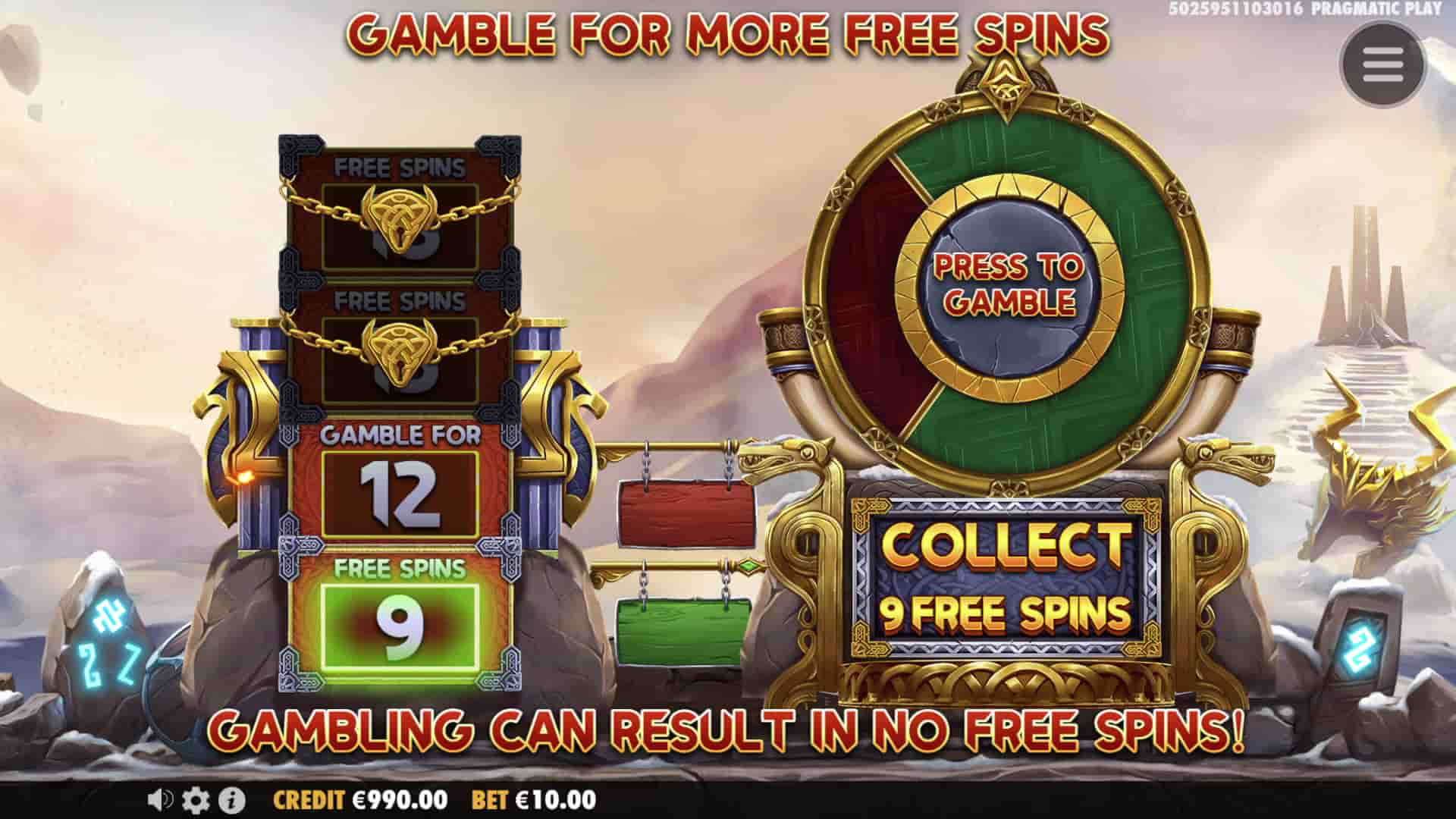 A rather rare feature, where you can bet for more spins - Revenge of Loki Megaways slot game