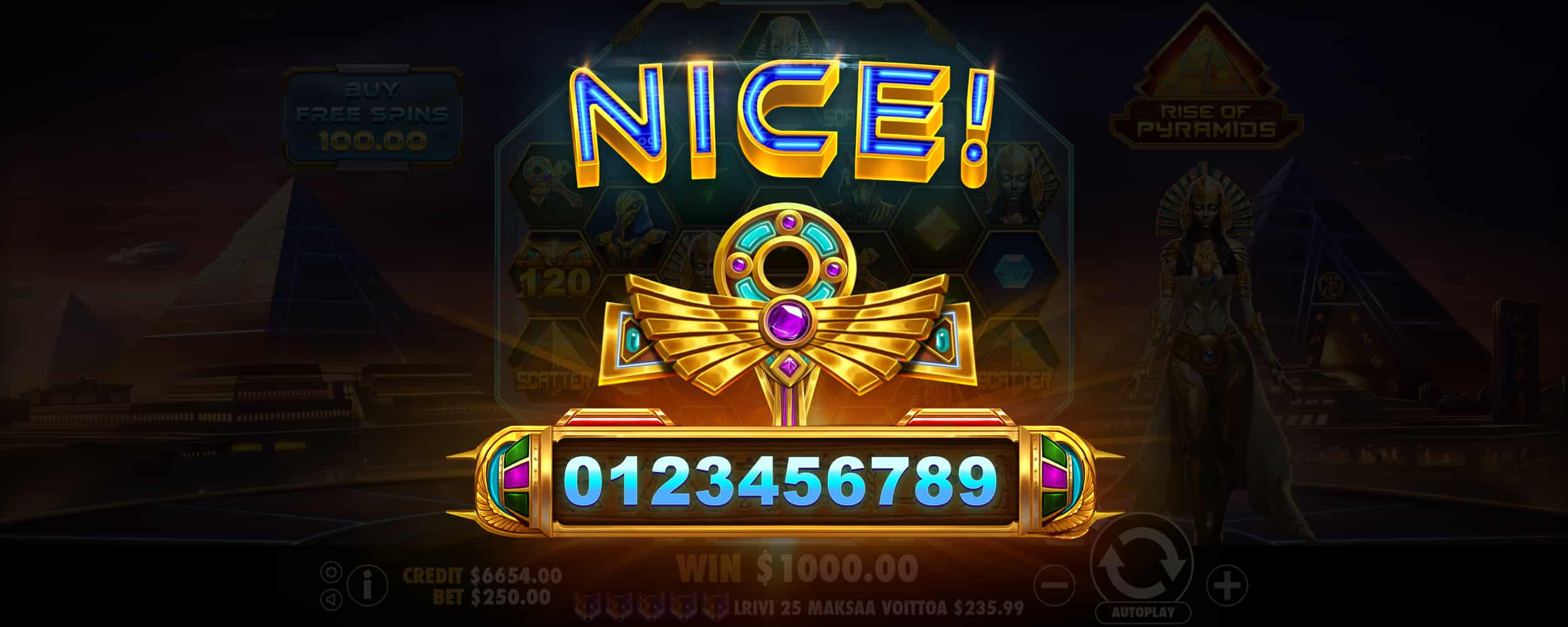 Nice Win Screen - Rise of Pyramids slot game