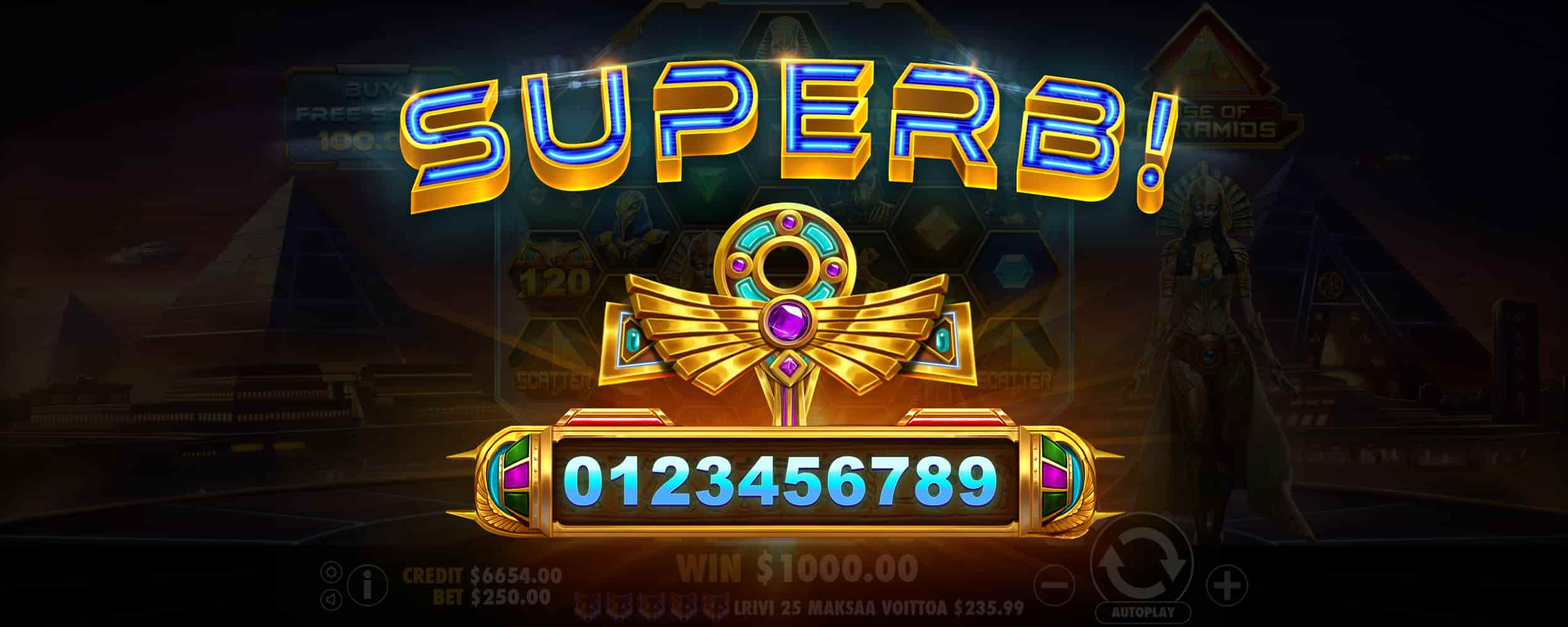 Superb Win Screen - Rise of Pyramids slot game