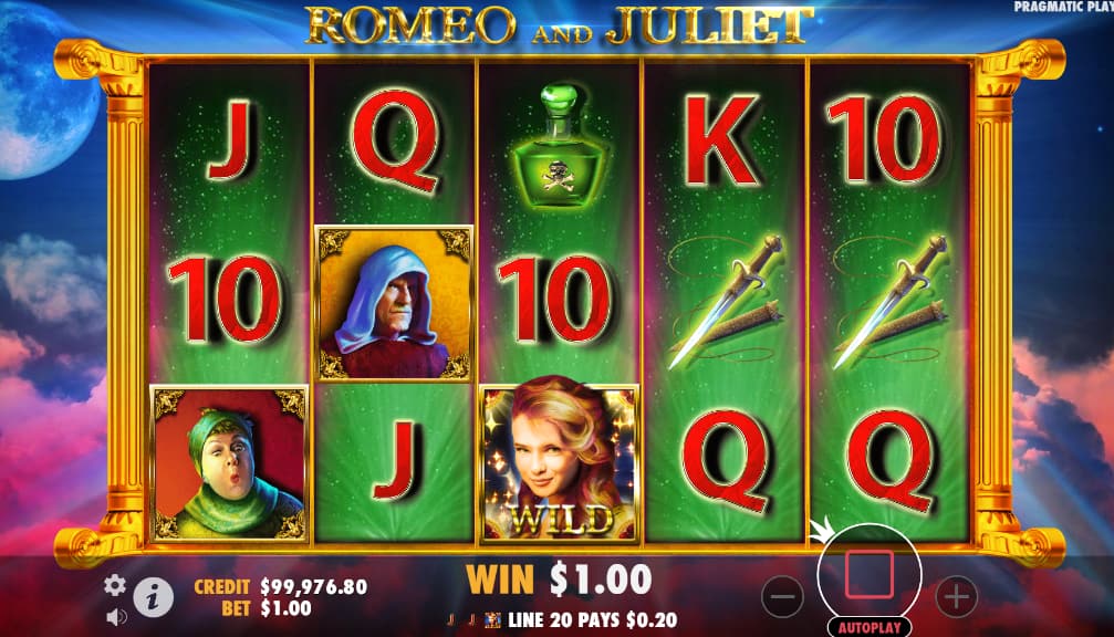 Whenever Juliet is present, a free respin will be triggered - Romeo and Juliet slot game