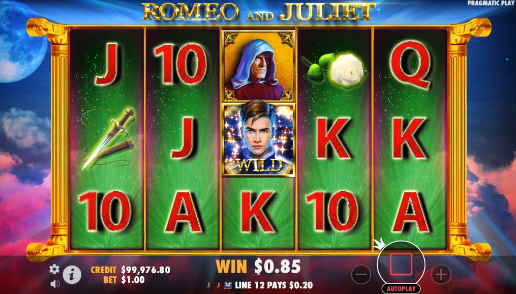 Whenever Romeo is present, a free respin will be triggered - Romeo and Juliet slot game