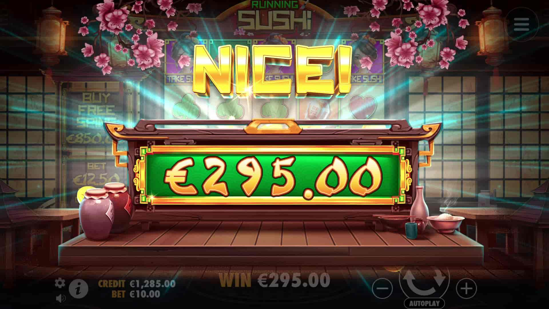 Nice Win Screen - Running Sushi slot game