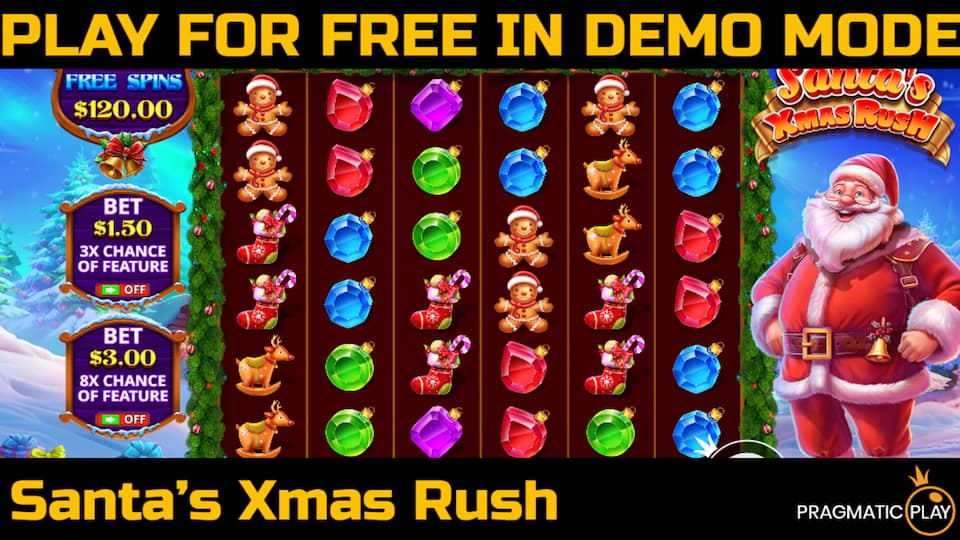 Santa's Xmas Rush slot game by Pragmatic Play. Play for free in demo mode.