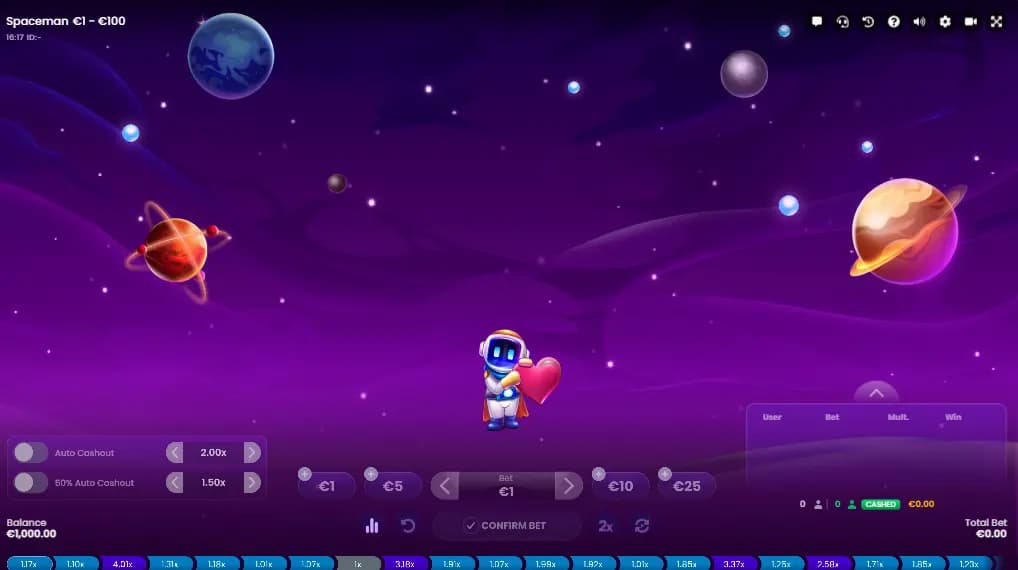 The spaceman has many hearts - Spaceman crash game