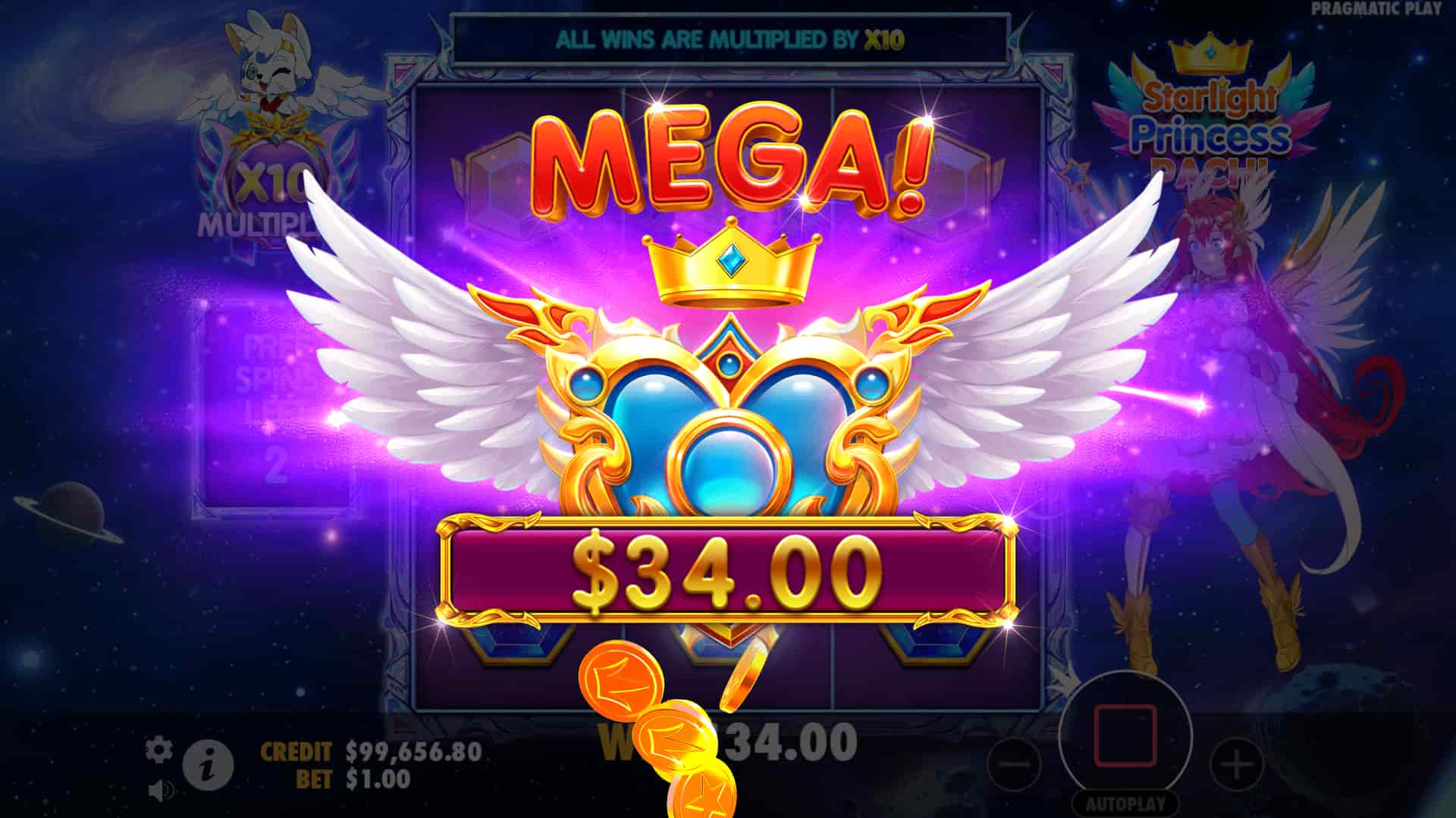 Mega Win Screen - Starlight Princess Pachi slot game