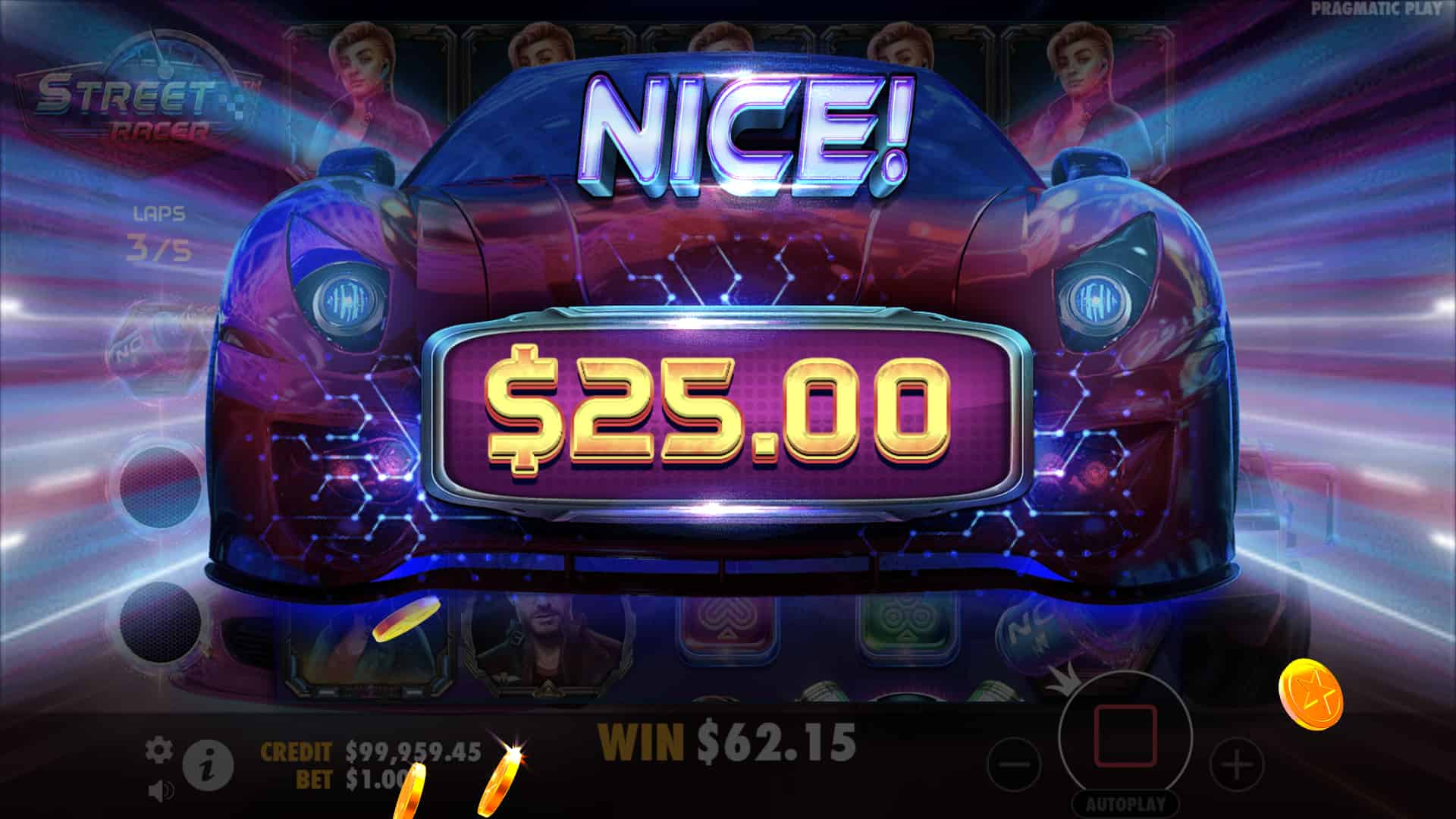 Nice Win Screen - Street Racer slot game