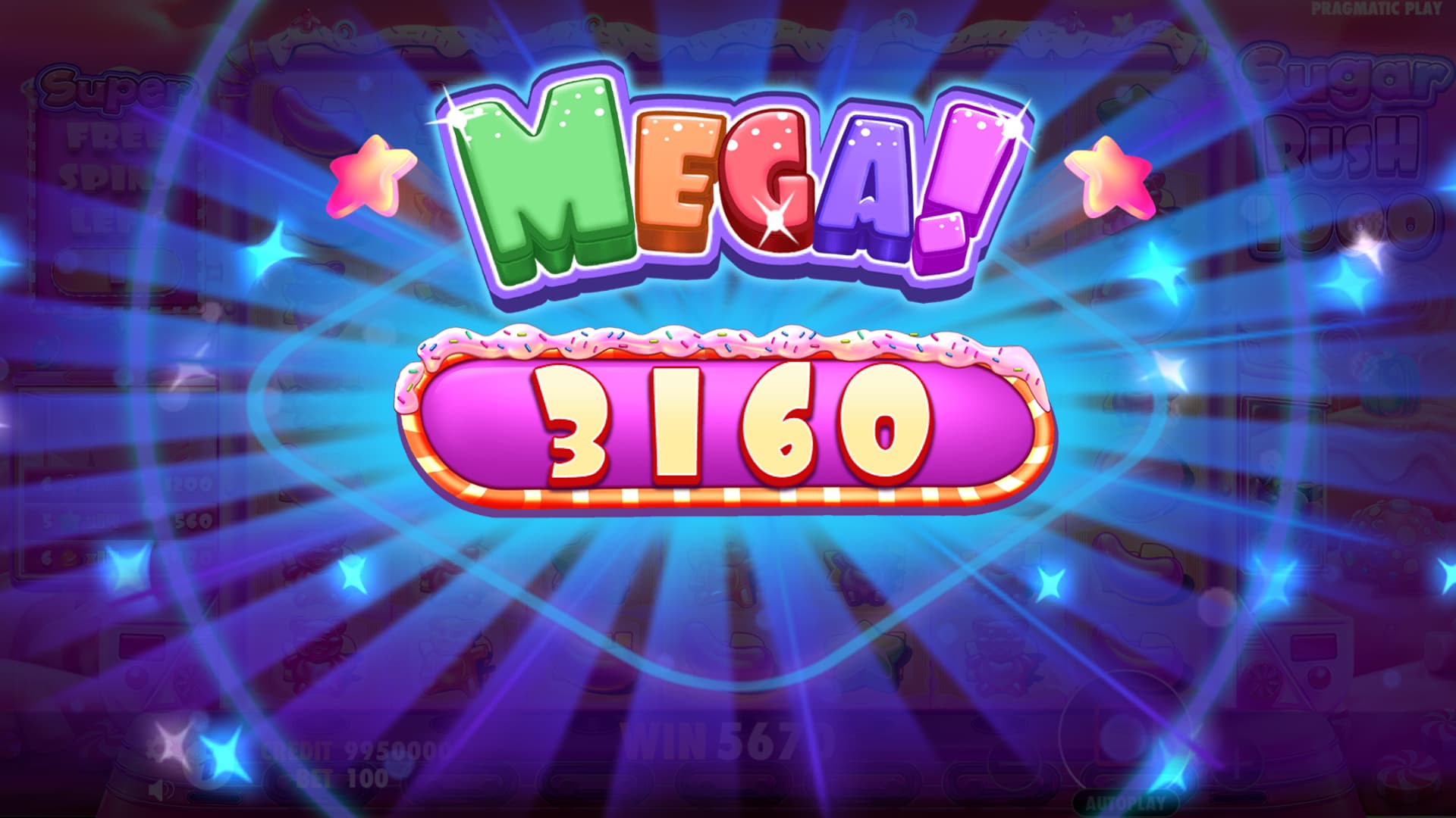 Mega Win Screen - Sugar Rush 1000 slot game