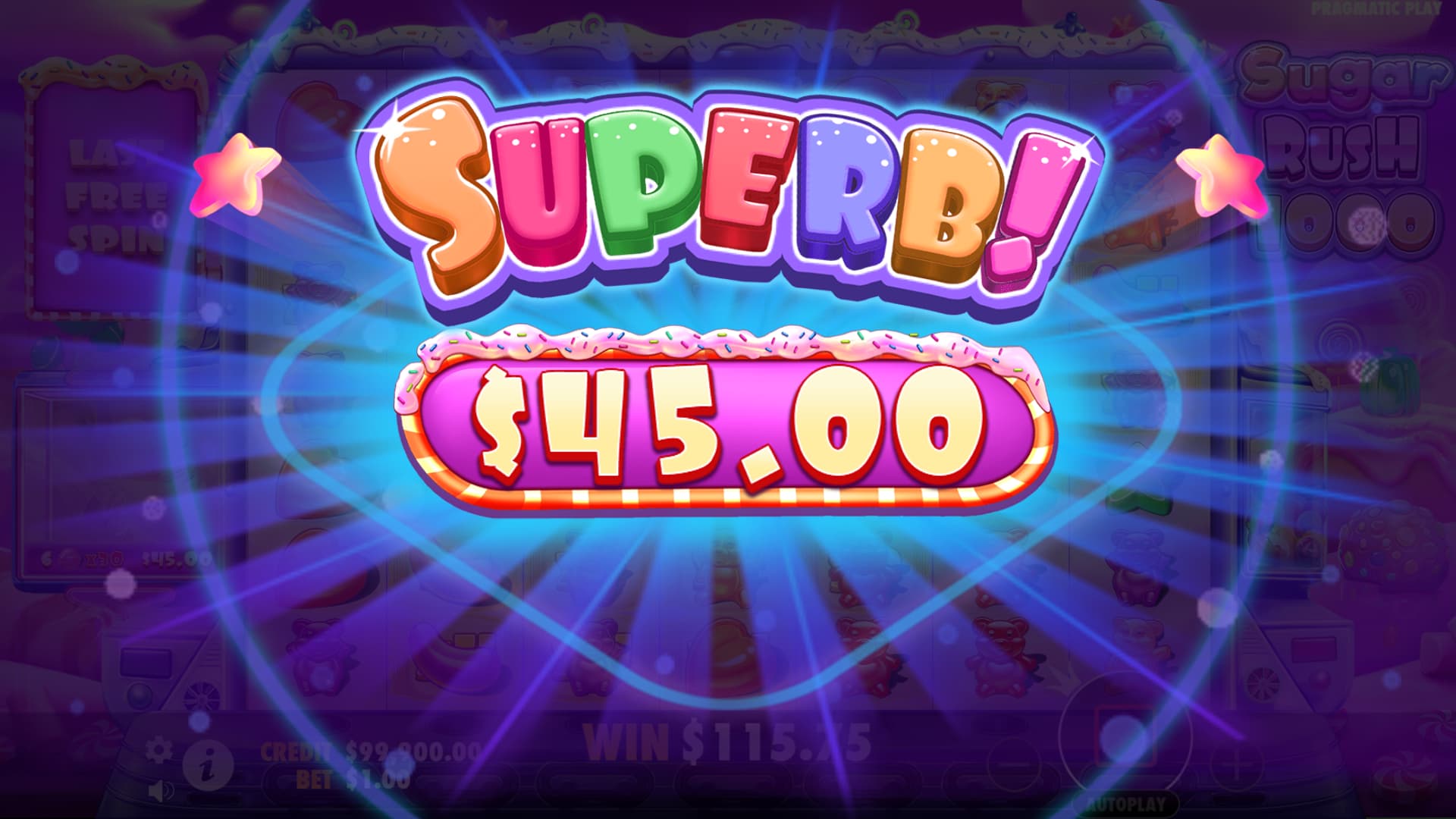 Superb Win Screen - Sugar Rush 1000 slot game