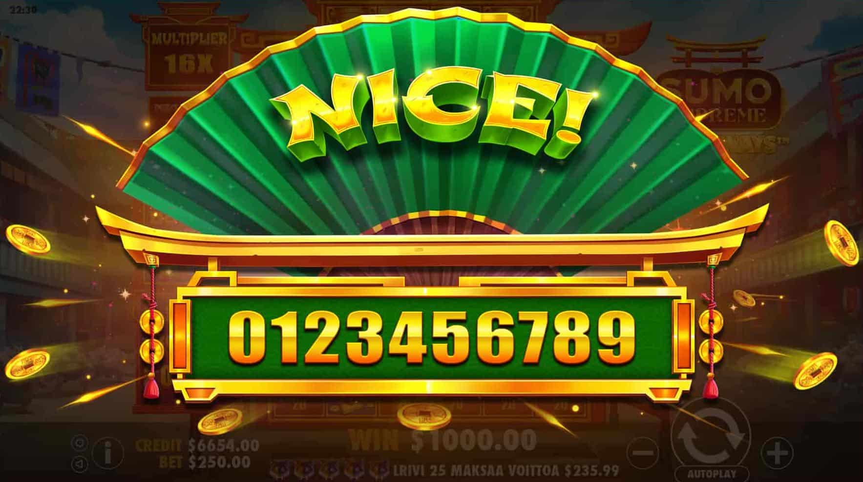 Nice Win Screen - Sumo Supreme Megaways slot game