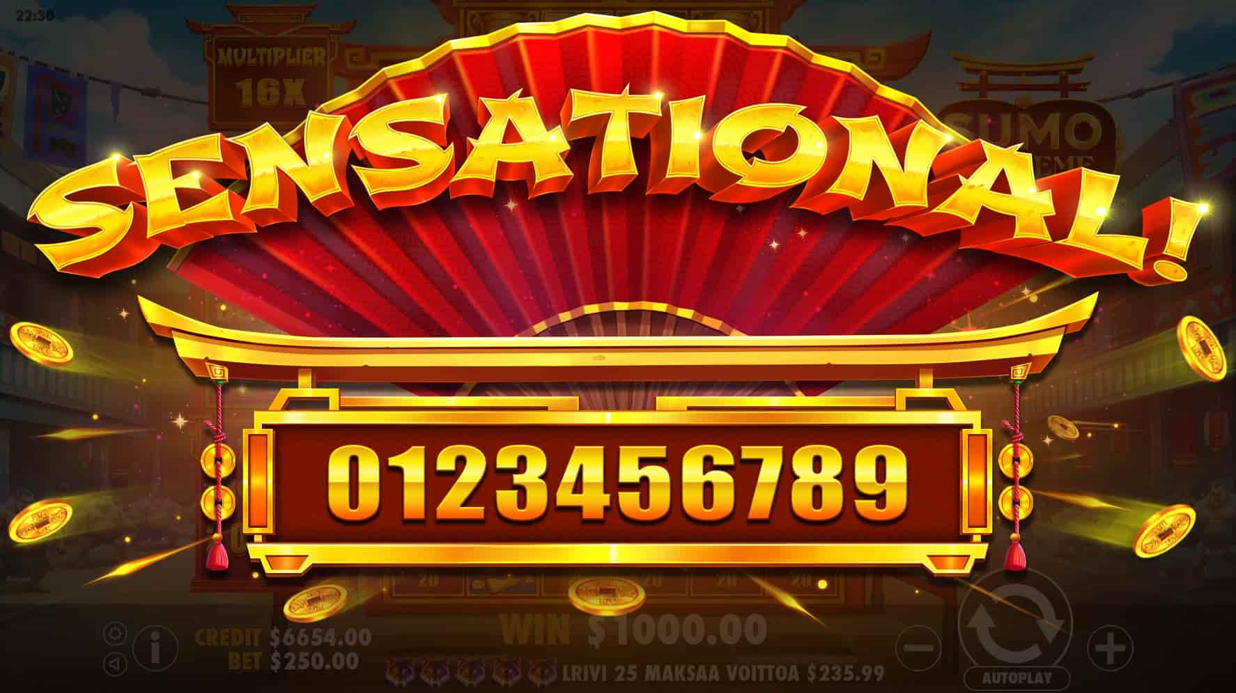 Sensational Win Screen - Sumo Supreme Megaways slot game