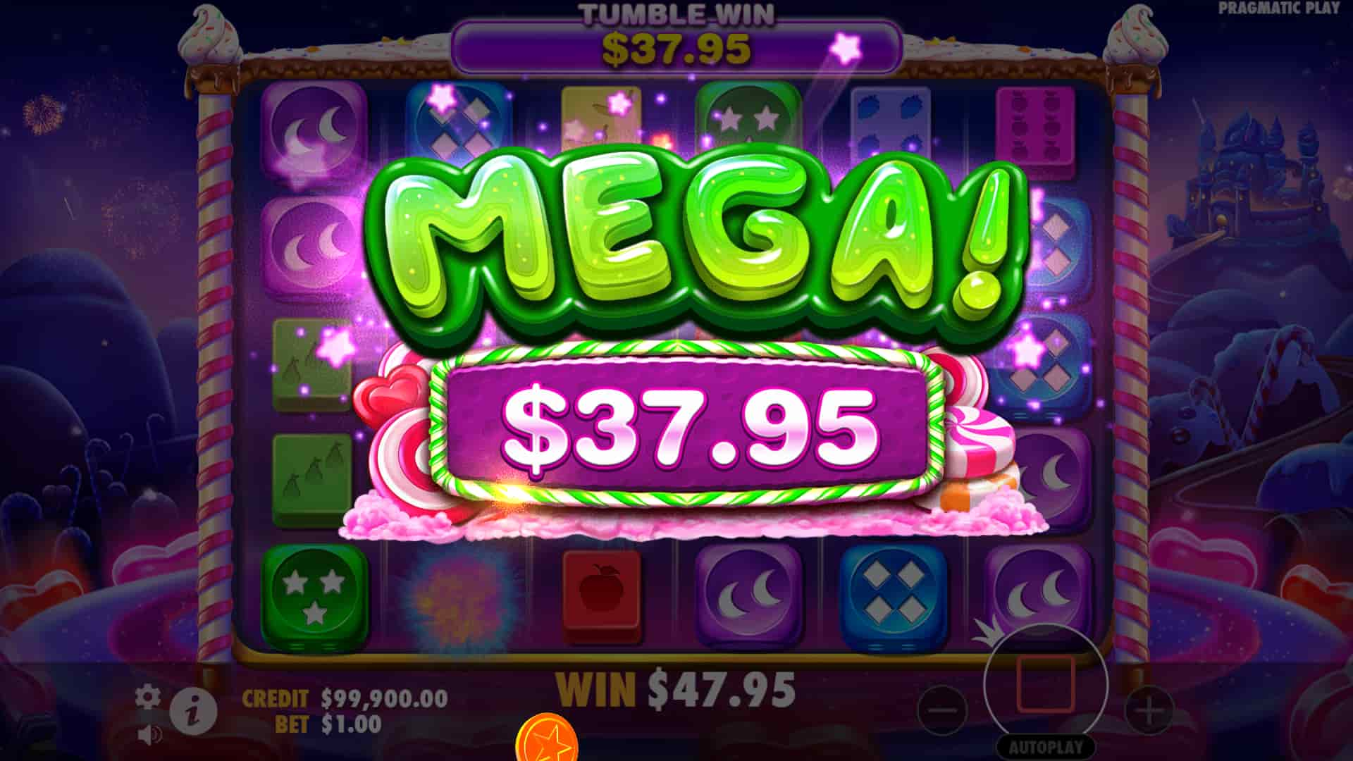 Mega Win Screen - Sweet Bonanza Dice slot game