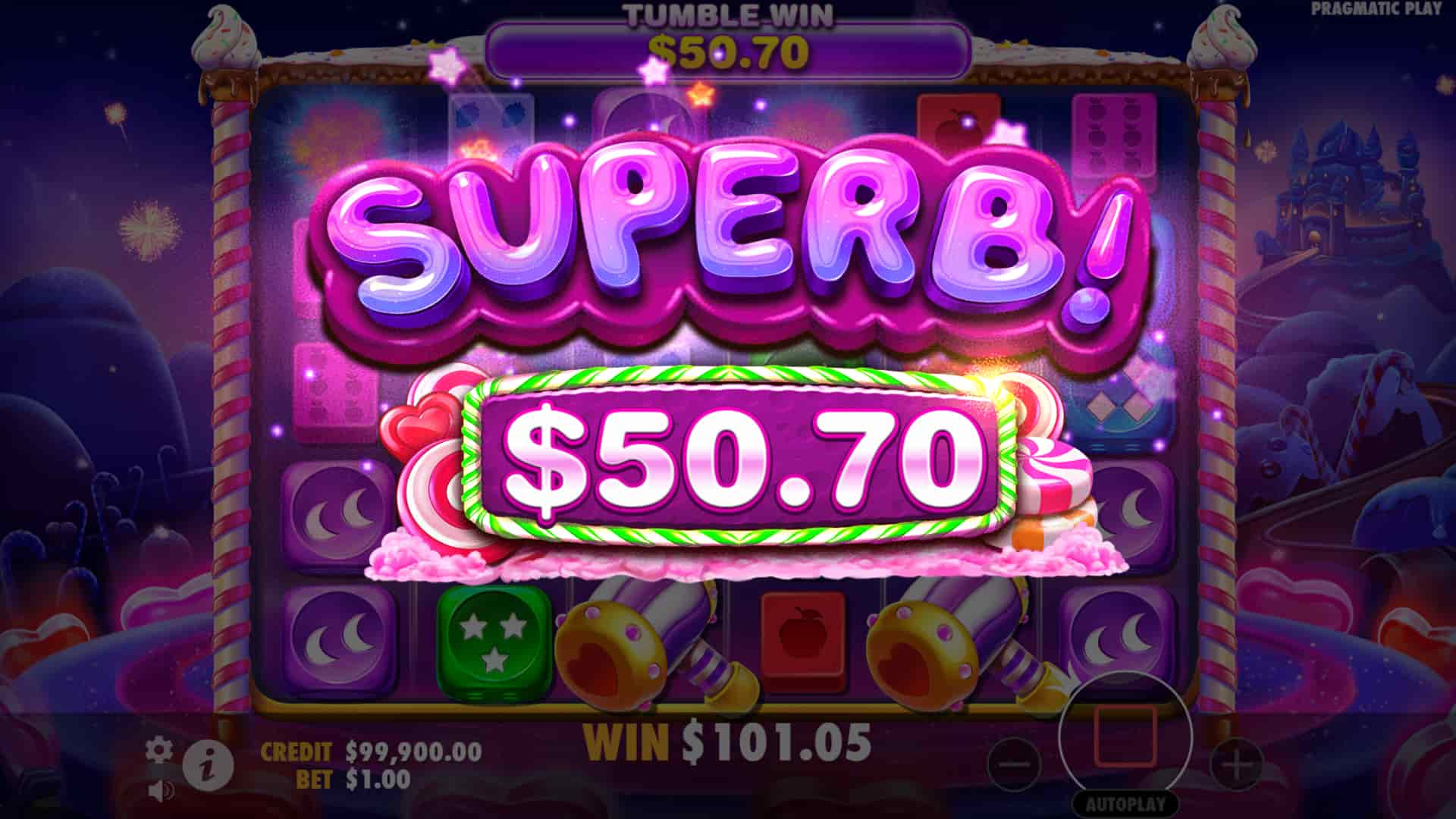 Superb Win Screen - Sweet Bonanza Dice slot game