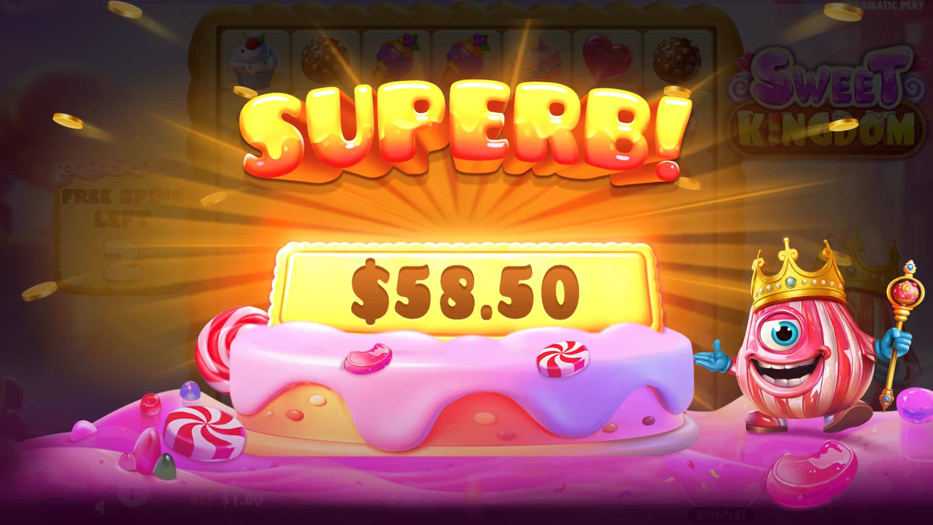 Super Win Screen - Sweet Kingdom slot game