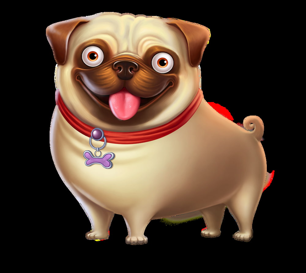 The Pug, one of the dogs of The Dog House slot game