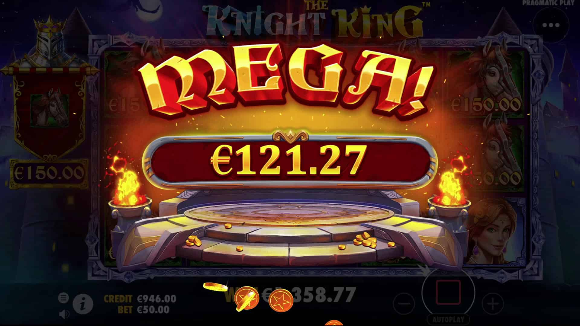 Mega Win Screen - The Knight King slot game