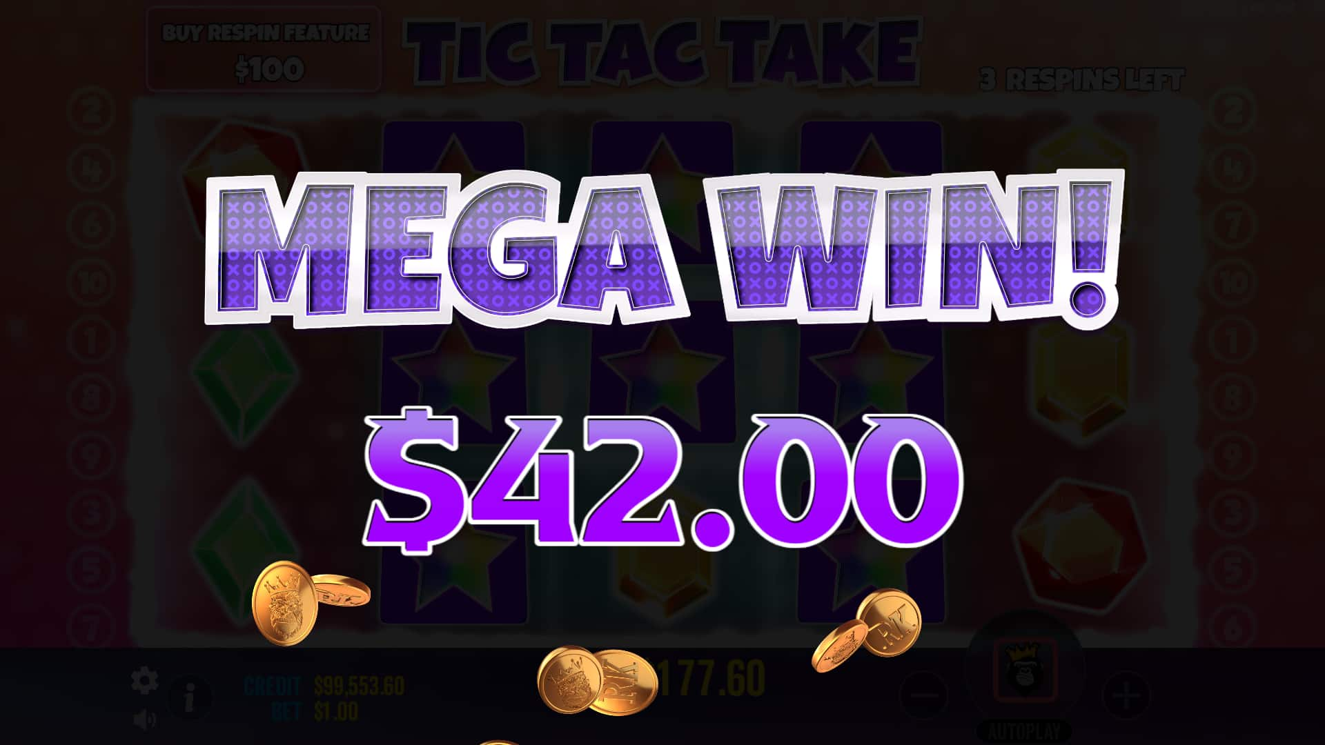 Mega Win Screen - Tic Tac Take slot game